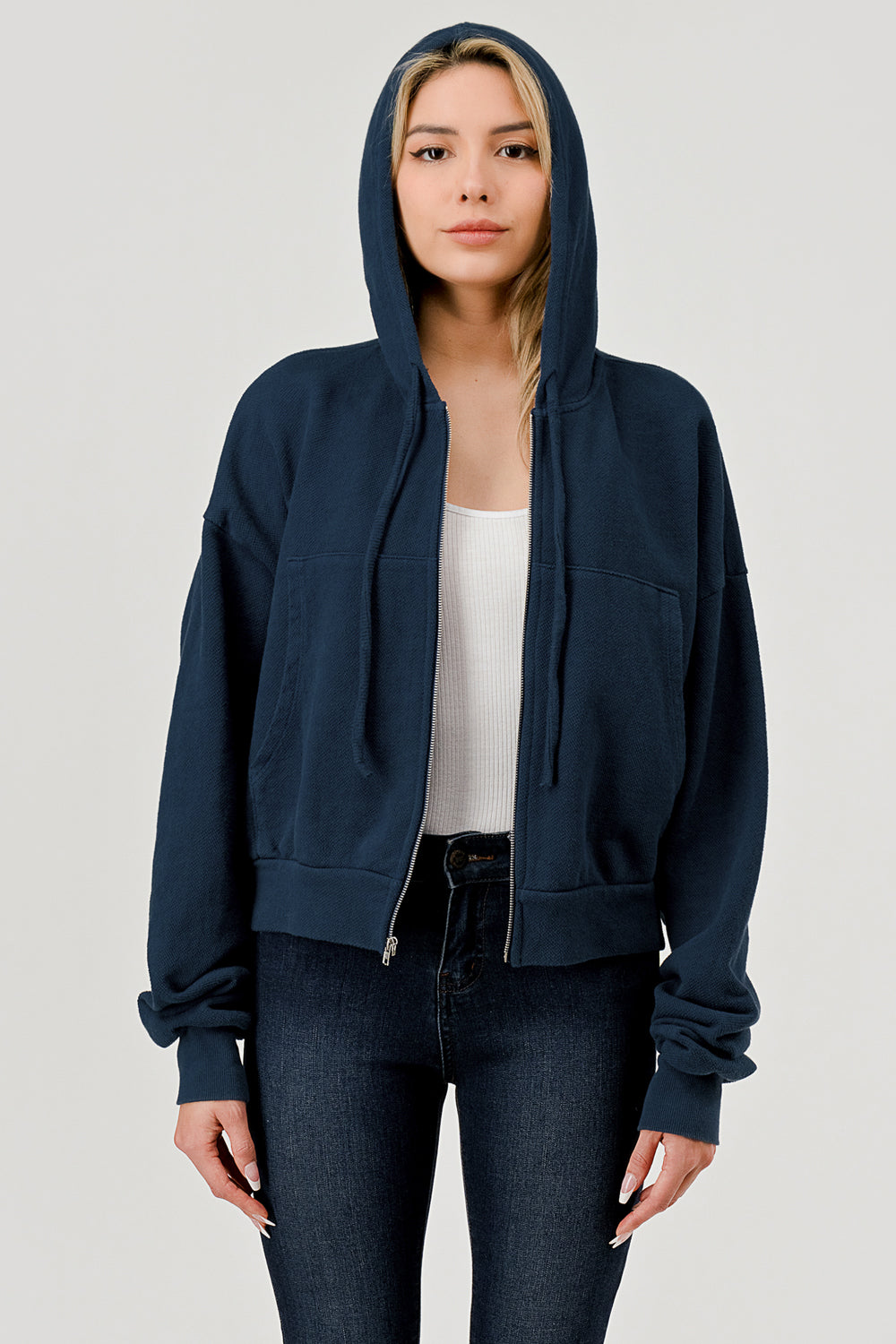 HASHTTAG VINTAGE DYE STRUCTURED HOODIE INDIGO