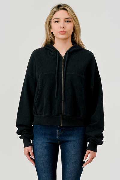 HASHTTAG VINTAGE DYE STRUCTURED HOODIE BLACK