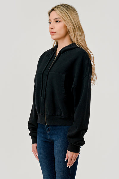 HASHTTAG VINTAGE DYE STRUCTURED HOODIE BLACK