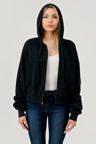 HASHTTAG VINTAGE DYE STRUCTURED HOODIE BLACK