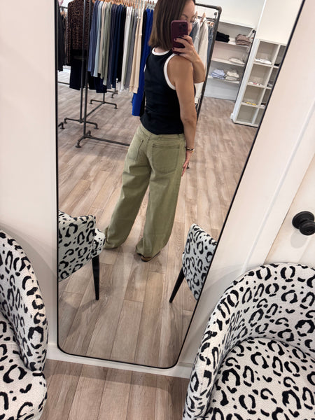 VINTAGE HAVANA OLIVE BARREL JEANS