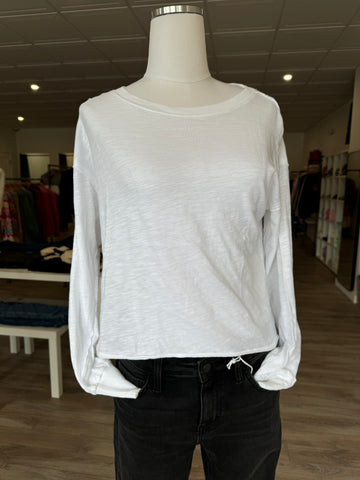 BOBI BOXY LONG SLEEVE TEE WHITE