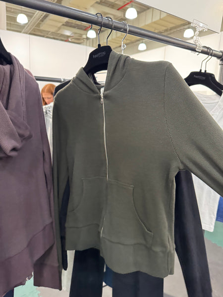 HASHTTAG THERMAL ZIP UP HOODIE HUNTER GREEN