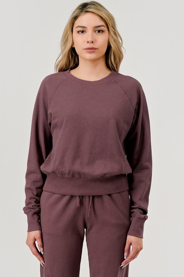 HASHTTAG VINTAGE DYE FRENCH TERRY CREW NECK RAISIN