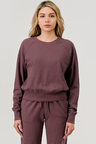 HASHTTAG VINTAGE DYE FRENCH TERRY CREW NECK RAISIN