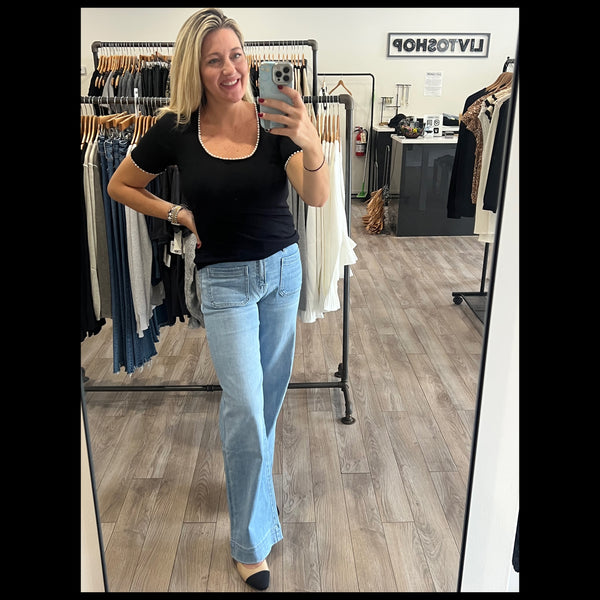 FATE BLACK PEARL TRIM DETAIL SWEATER