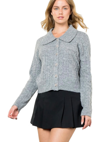 THML BUTTON UP KNIT CARDIGAN GREY