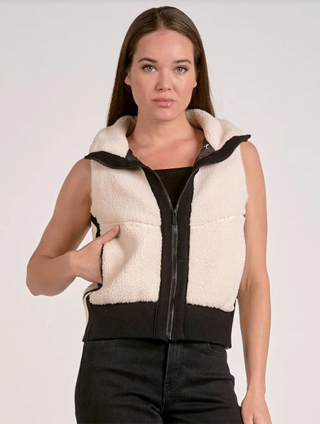 ELAN ZIP UP VEST OFF WHITE & BLACK