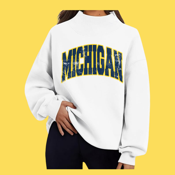 UNIVERSITY OF MICHIGAN MOCK NECK SWEATSHIRT