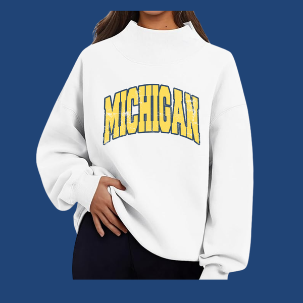 UNIVERSITY OF MICHIGAN MOCK NECK SWEATSHIRT