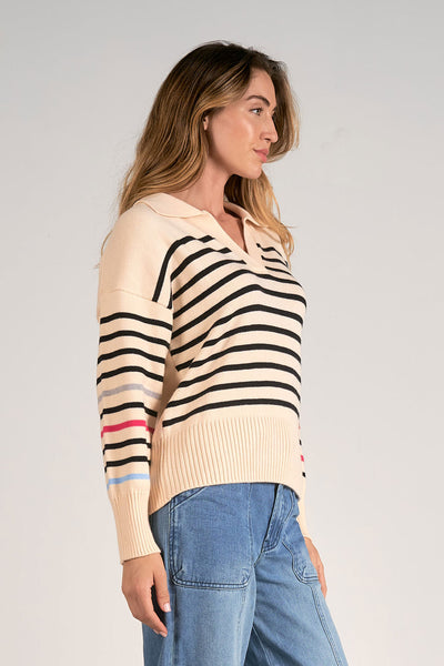 ELAN BEIGE STRIPED SWEATER