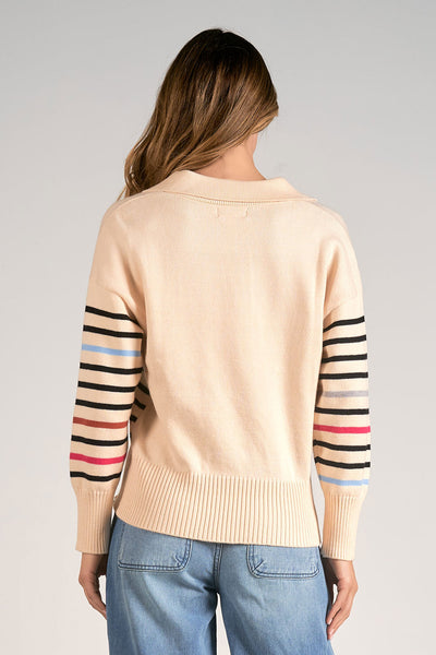 ELAN BEIGE STRIPED SWEATER