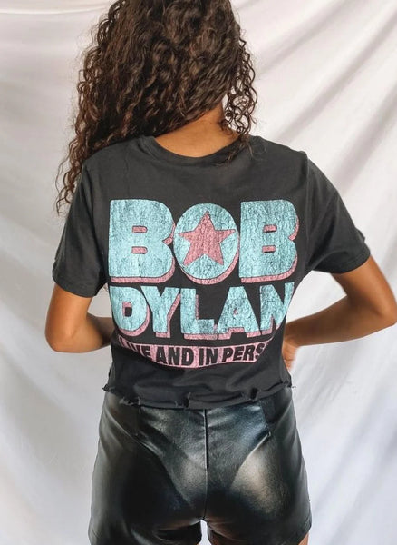 PRINCE PETER BOB DYLAN FOREST HILLS CROP TEE  BLACK