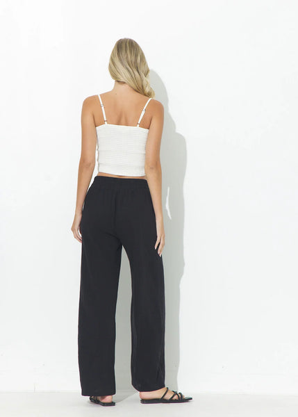 OCEAN DRIVE BLACK TEXTURED WIDE LEG PANT