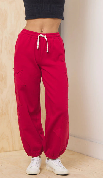 VINTAGE HAVANA SCARLET FLEECE JOGGER STAR APPLIQUE