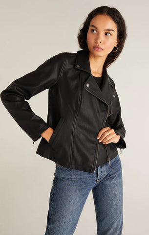 Z SUPPLY TRINA FAUX LEATHER MOTO JACKET