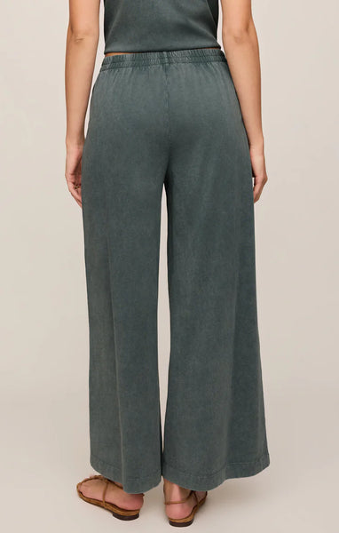 Z SUPPLY SCOUT JERSEY CROP FLARE PANT EMERALD COVE