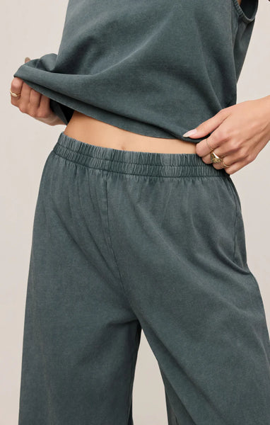 Z SUPPLY SCOUT JERSEY CROP FLARE PANT EMERALD COVE