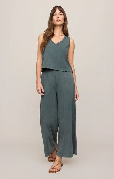 Z SUPPLY SCOUT JERSEY CROP FLARE PANT EMERALD COVE