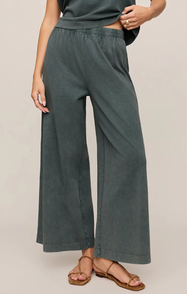 Z SUPPLY SCOUT JERSEY CROP FLARE PANT EMERALD COVE