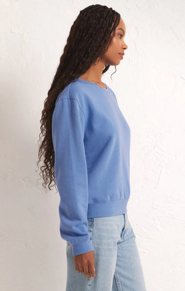 Z SUPPLY CLASSIC CREW SWEATSHIRT IN BLUE ISLE