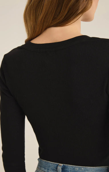 Z SUPPLY SIRENA RIB LONG SLEEVE TEE BLACK