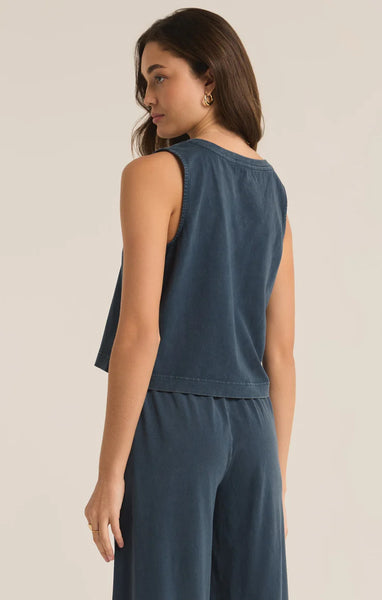 Z SUPPLY SLOANE V-NECK TOP MIDNIGHT BLUE