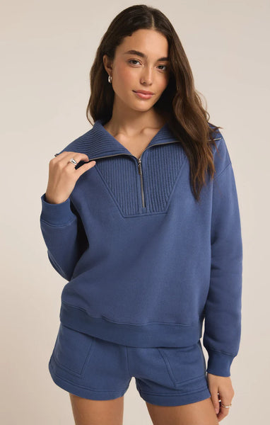 Z SUPPLY SONATA FLEECE SWEATSHIRT TRUE NAVY