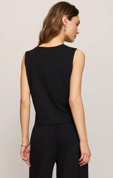 Z SUPPLY SLOANE JERSEY MUSCLE TANK TRUE BLACK