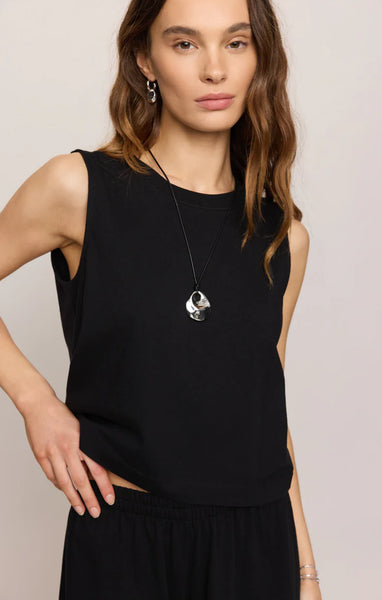 Z SUPPLY SLOANE JERSEY MUSCLE TANK TRUE BLACK