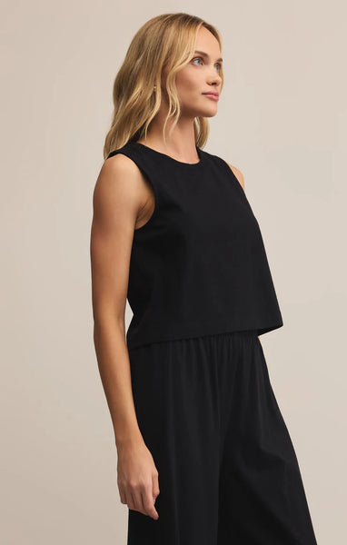 Z SUPPLY SLOANE JERSEY MUSCLE TANK TRUE BLACK