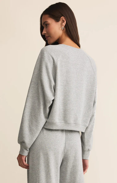 Z SUPPLY CROP OUT SWEATSHIRT CLASSIC HEATHER GREY