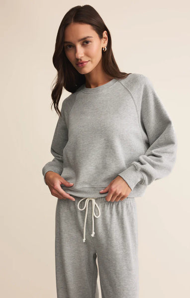Z SUPPLY CROP OUT SWEATSHIRT CLASSIC HEATHER GREY