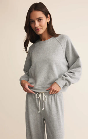 Z SUPPLY CROP OUT SWEATSHIRT CLASSIC HEATHER GREY