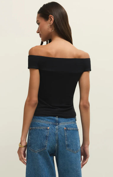 Z SUPPLY SECOND SKIN OFF SHOULDER TOP BLACK