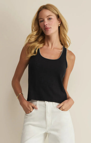 Z SUPPLY JULIAN CROCHET TANK BLACK