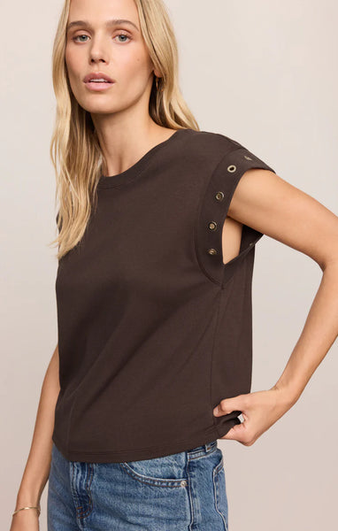 Z SUPPLY CAMINO GROMMET TOP DARK CHOCOLATE