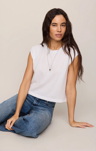 Z SUPPLY FLEX SLEEVELESS TEE WHITE