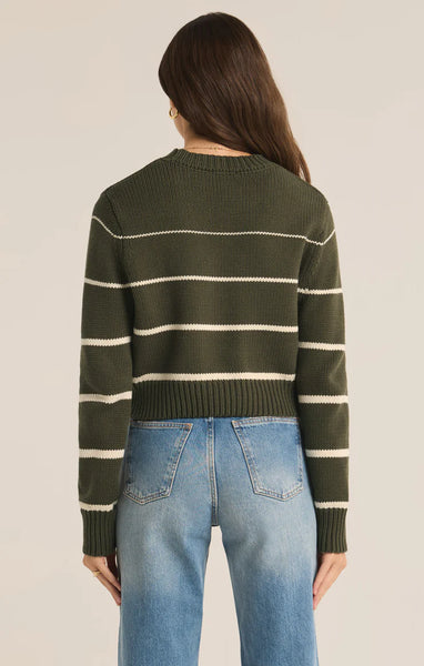 Z SUPPLY MILAN STRIPED SWEATER IN GRAPE LEAF