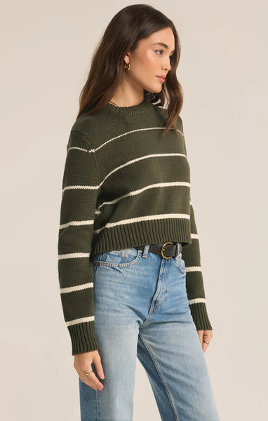 Z SUPPLY MILAN STRIPED SWEATER IN GRAPE LEAF