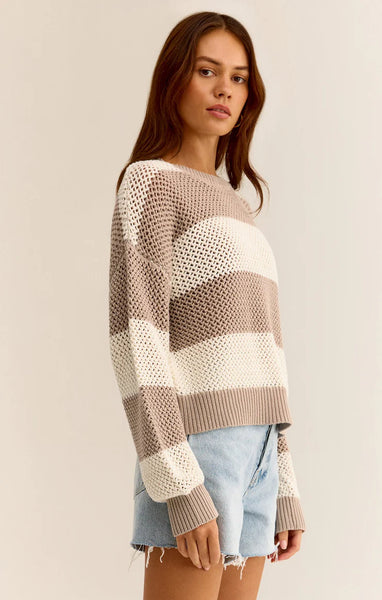 Z SUPPLY BROADBEACH STRIPED SWEATER PUTTY