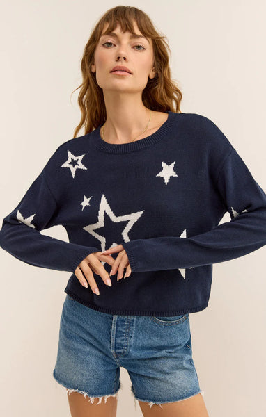 Z SUPPLY SEEING STARS SWEATER CAPTAIN NAVY BLUE