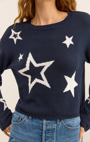 Z SUPPLY SEEING STARS SWEATER CAPTAIN NAVY BLUE