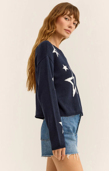 Z SUPPLY SEEING STARS SWEATER CAPTAIN NAVY BLUE