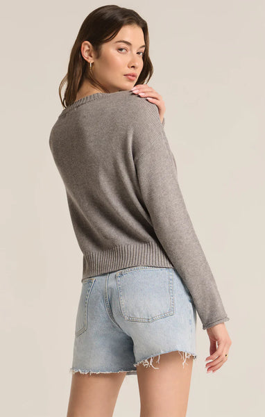 Z SUPPLY SIENNA STAR SWEATER CLASSIC HEATHER GREY