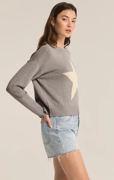 Z SUPPLY SIENNA STAR SWEATER CLASSIC HEATHER GREY