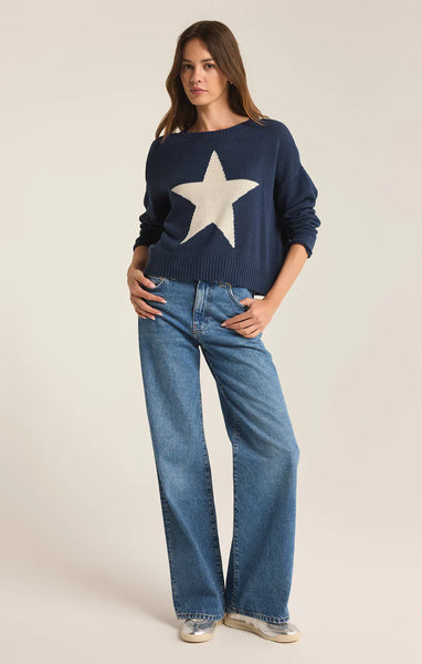 Z SUPPLY SIENNA STAR SWEATER MIDNIGHT BLUE