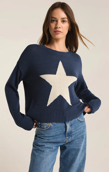 Z SUPPLY SIENNA STAR SWEATER MIDNIGHT BLUE