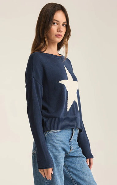 Z SUPPLY SIENNA STAR SWEATER MIDNIGHT BLUE