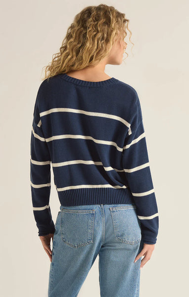 Z SUPPLY SIENNA STRIPE SWEATER MIDNIGHT BLUE